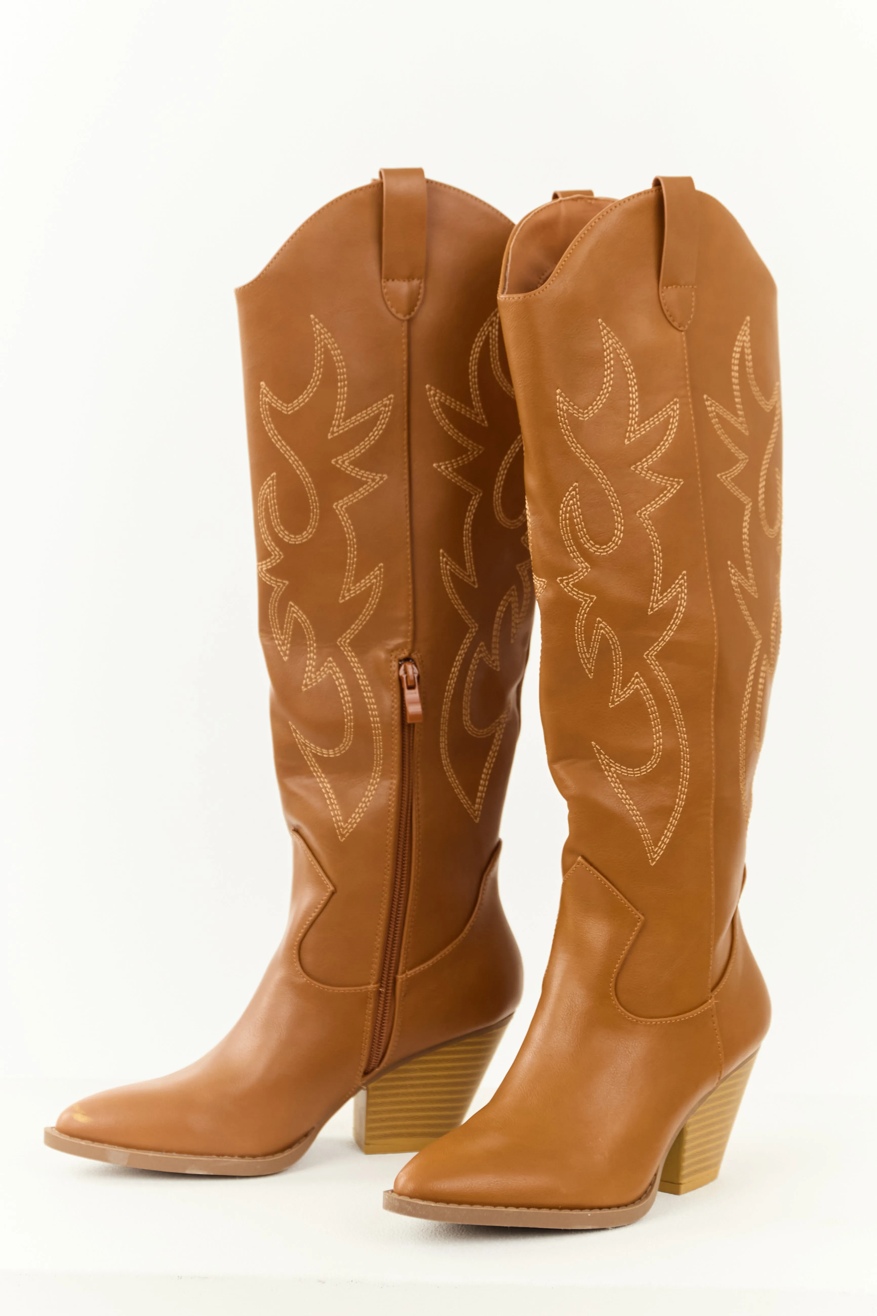 Caramel Pointed Toe Knee High Western Boots sold by Lime Lush product image thumbnail 5