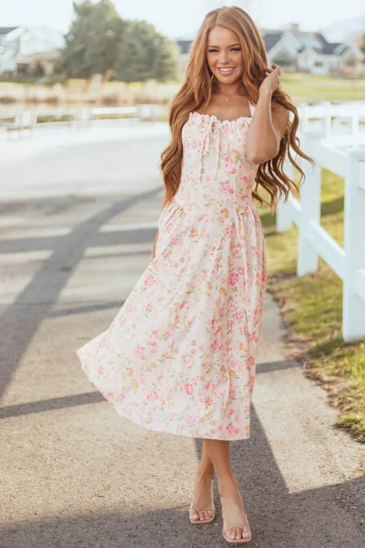 Cherry Blossom Floral Print Halter Neck Midi Dress sold by Lime Lush