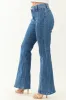 Saige Medium Dark Wash Flare Leg Stretchy Jeans sold by Lime Lush