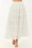 Lovelo Off White Lace Swiss Dot Chiffon Maxi Skirt sold by Lime Lush
