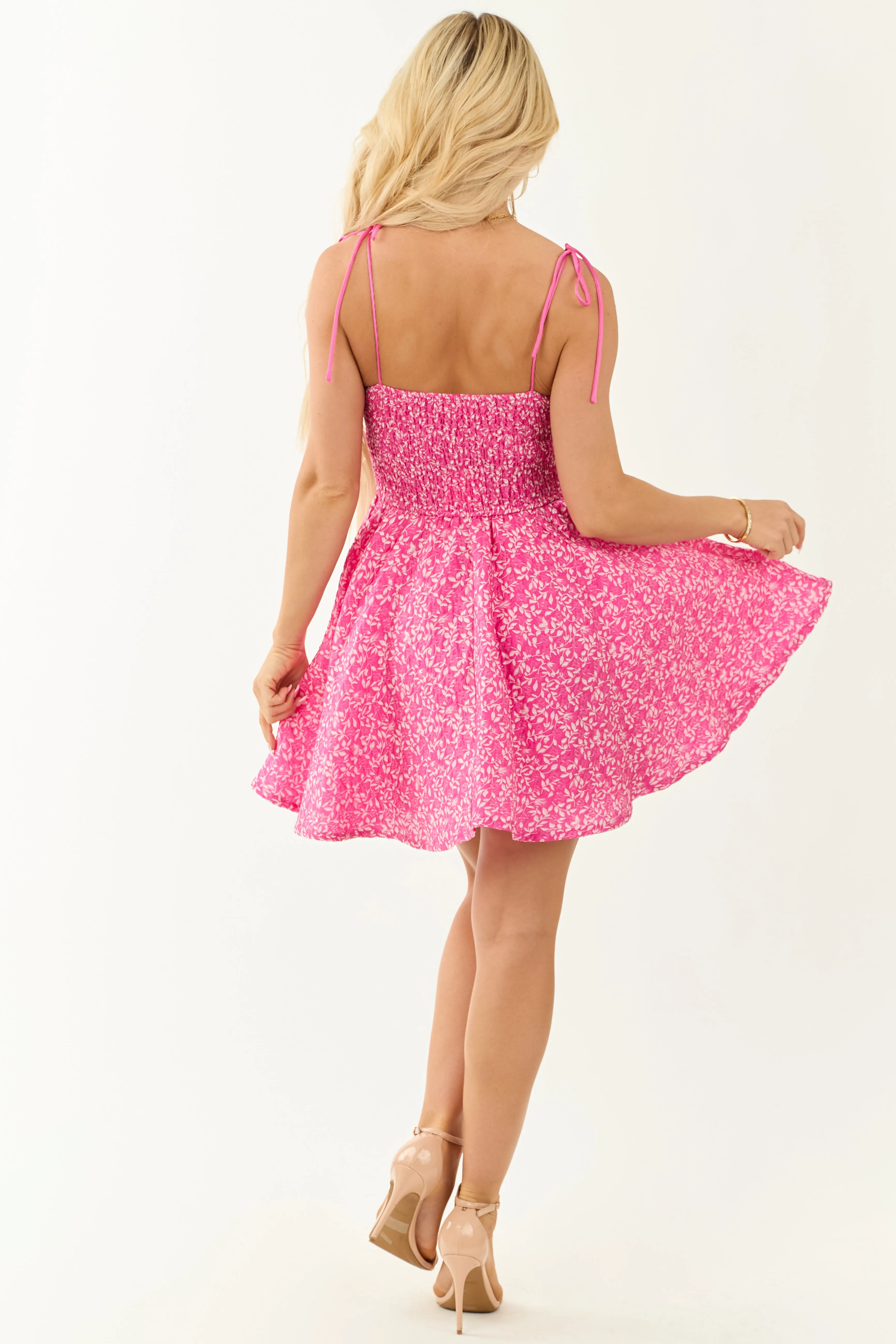 Lovelo Raspberry Floral Jacquard Mini Dress sold by Lime Lush product image thumbnail 5