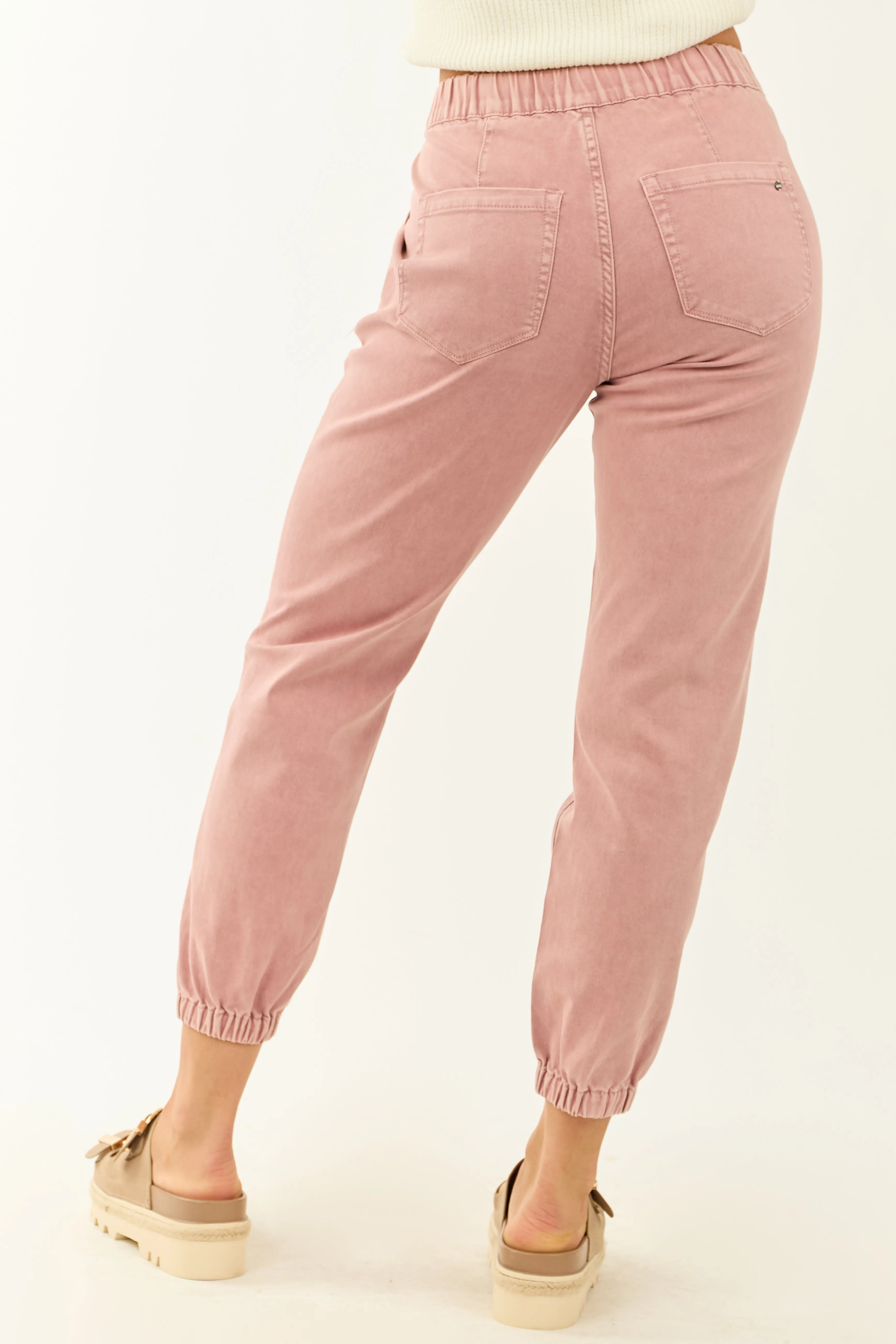 Mica Denim Dusty Rose Cropped Jogger Jeans sold by Lime Lush product image thumbnail 4