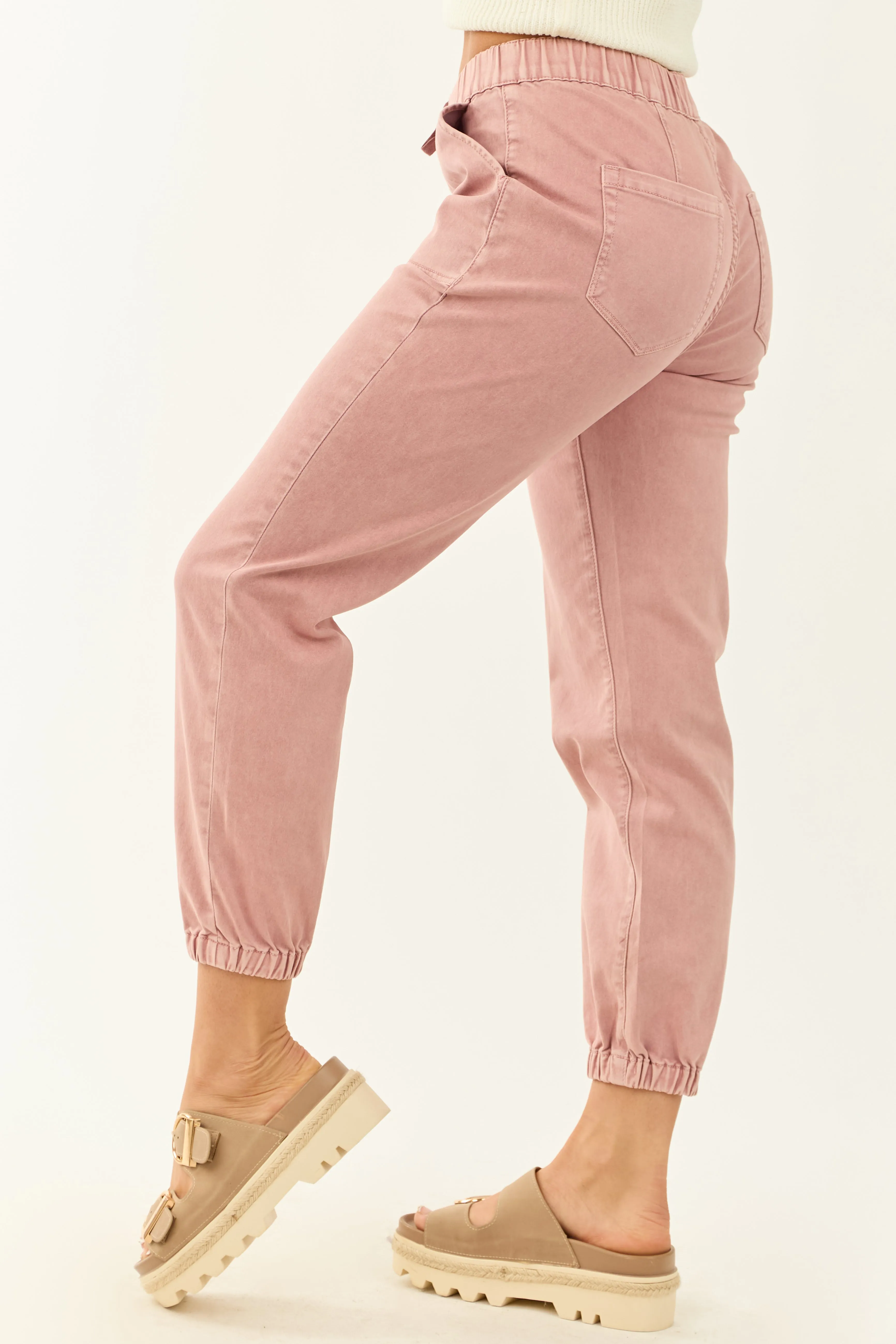 Mica Denim Dusty Rose Cropped Jogger Jeans sold by Lime Lush product image thumbnail 3