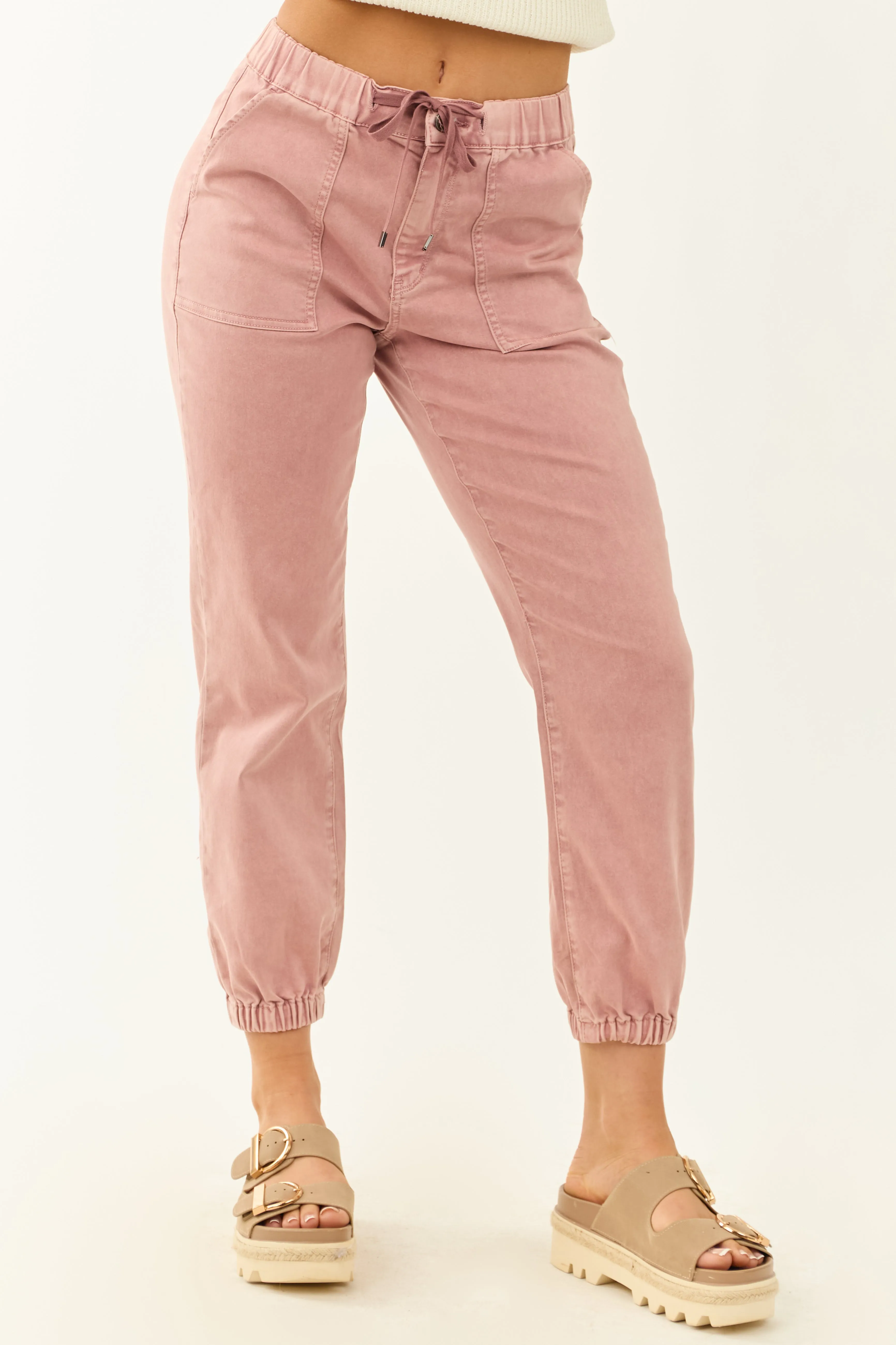Mica Denim Dusty Rose Cropped Jogger Jeans sold by Lime Lush product image thumbnail 2