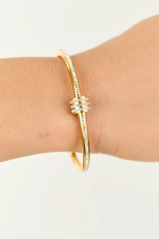 Gold Rhinestone Studded Knot Bracelet sold by Lime Lush