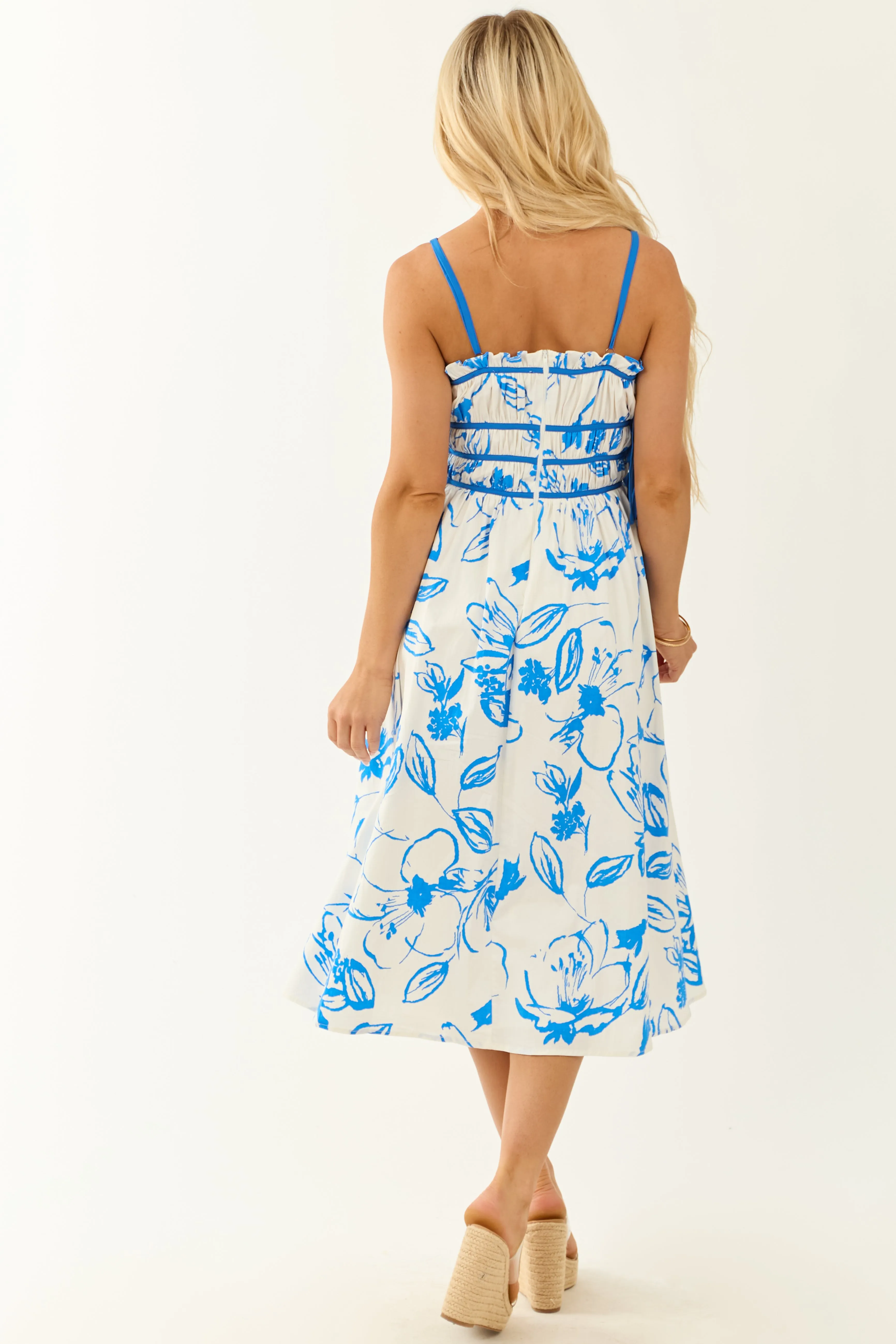 Ivory Floral Print Square Neck Sleeveless Midi Dress sold by Lime Lush product image thumbnail 5