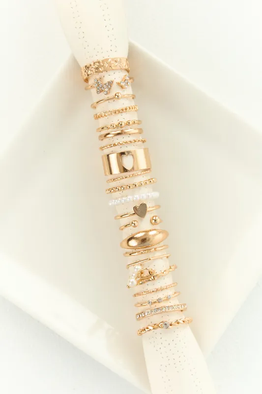Gold Metallic 21 Piece Variety Ring Set sold by Lime Lush