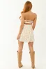 Champagne Floral Print Strapless Mini Dress sold by Lime Lush