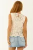 Cream Floral Open Crochet Sleeveless Top sold by Lime Lush