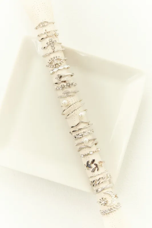 Silver Metallic 23 Piece Variety Ring Set sold by Lime Lush