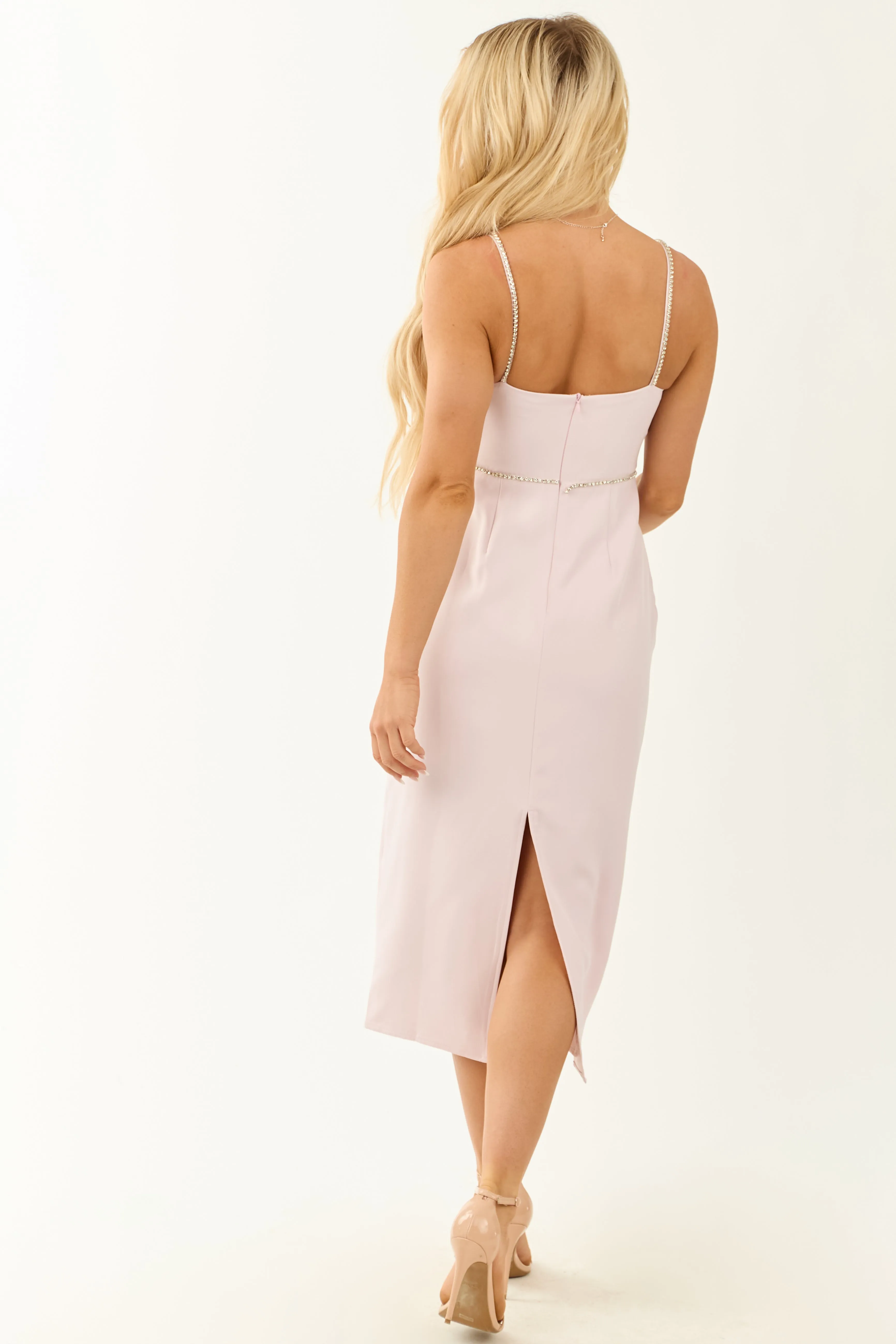 Light Mauve Rhinestone Sleeveless Midi Dress sold by Lime Lush product image thumbnail 5