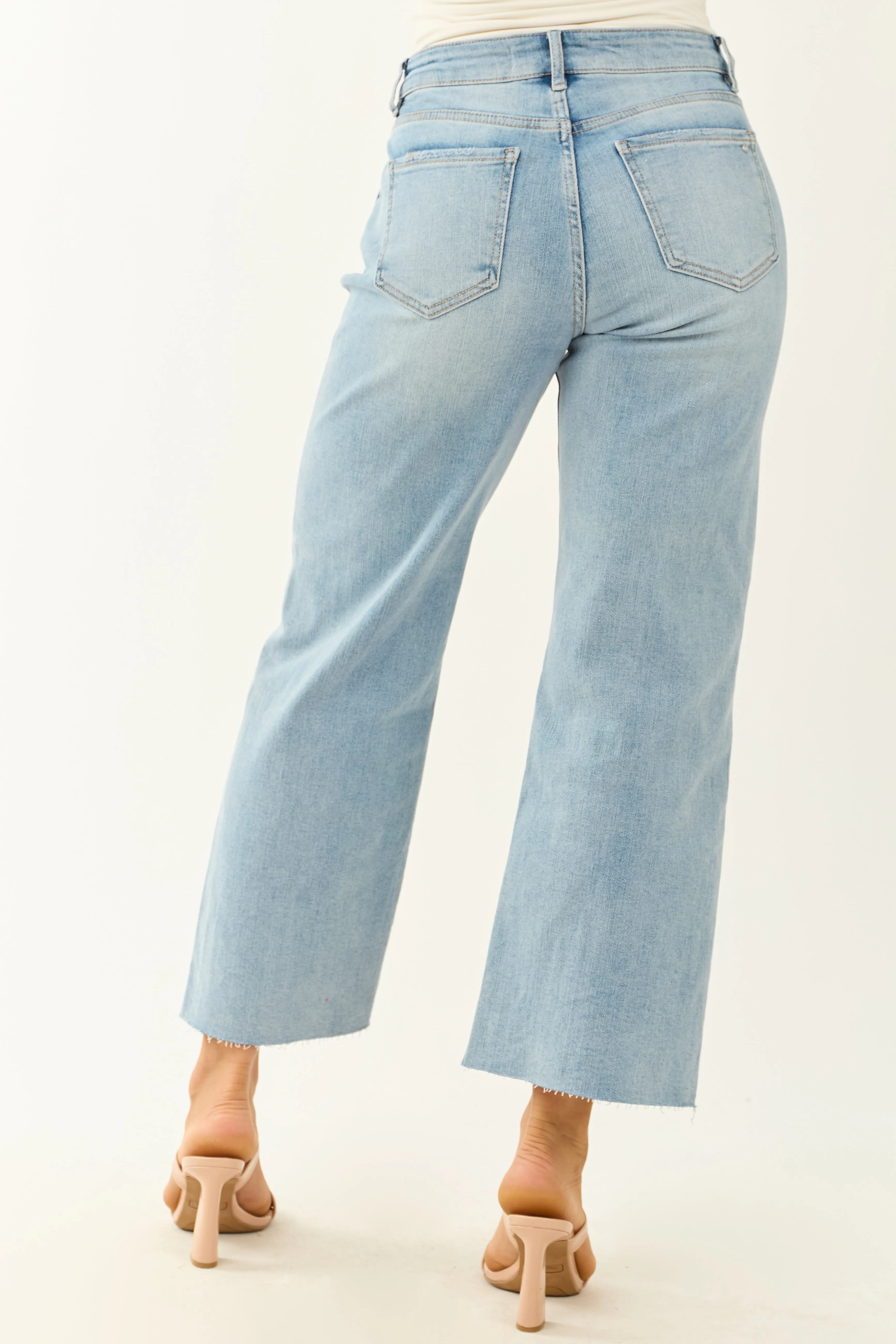 Mica Denim Medium Cropped Stretchy Wide Leg Jeans sold by Lime Lush product image thumbnail 4