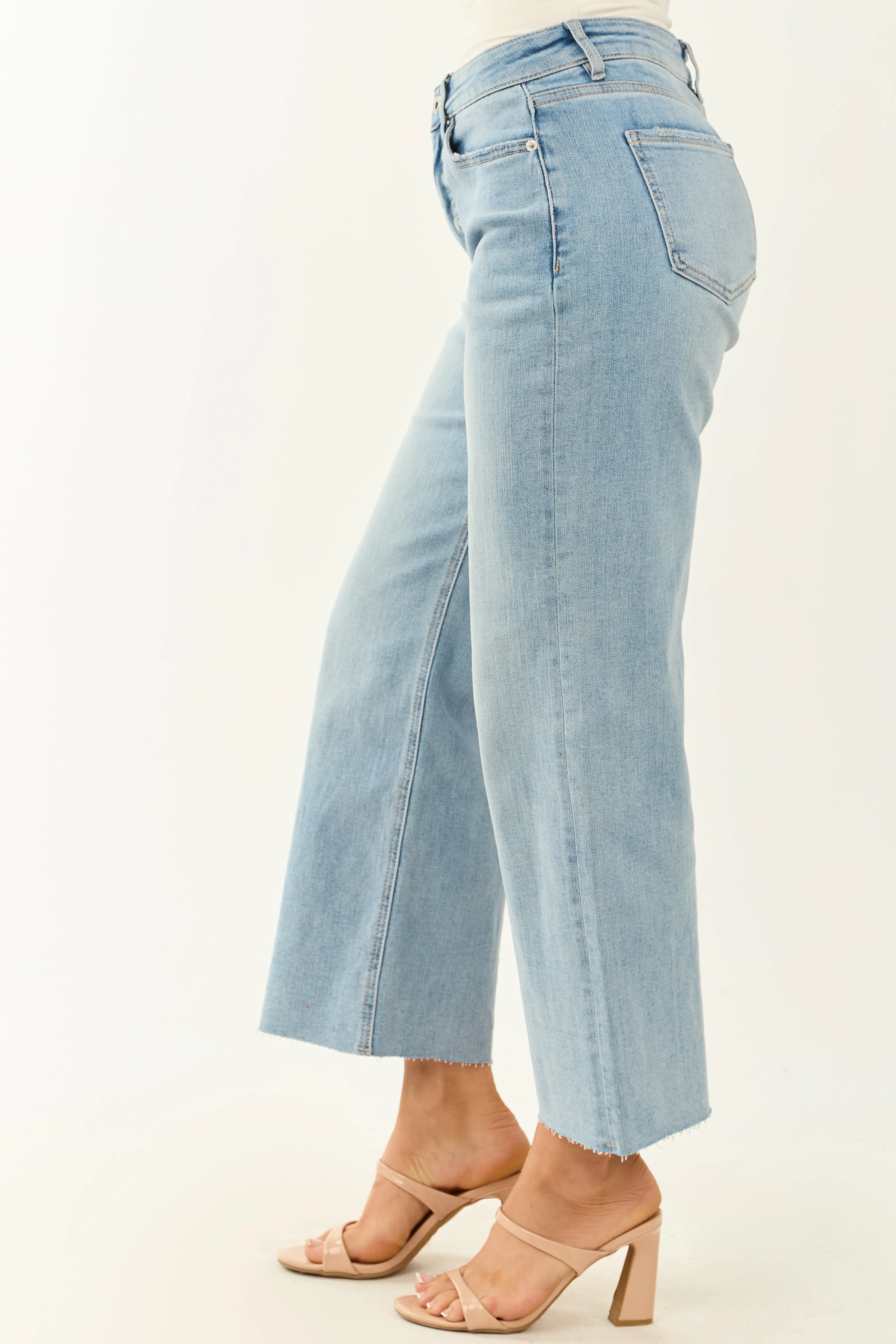 Mica Denim Medium Cropped Stretchy Wide Leg Jeans sold by Lime Lush product image thumbnail 3