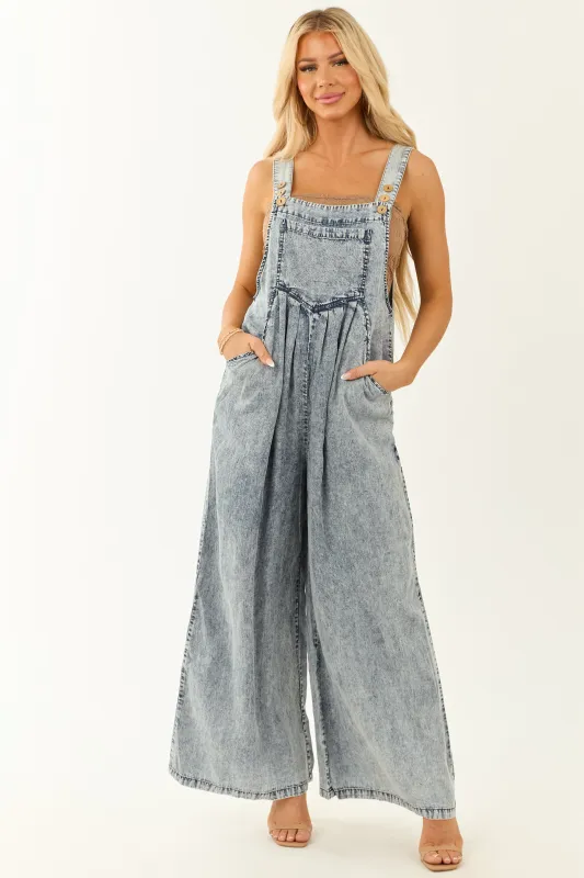 Medium Mineral Wash Chambray Overalls Jumpsuit sold by Lime Lush