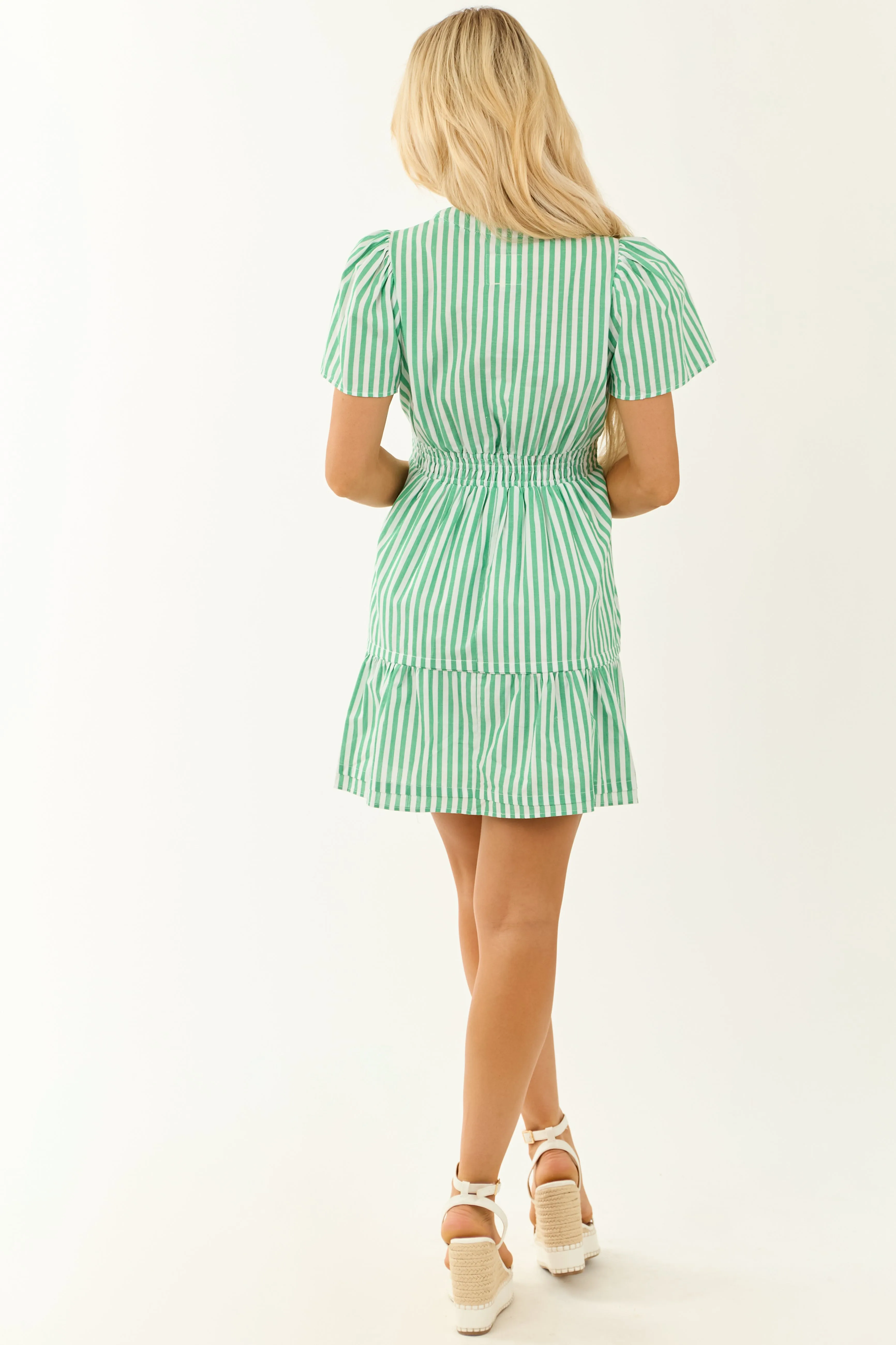 Kelly Green Striped Short Sleeve Mini Dress sold by Lime Lush product image thumbnail 5