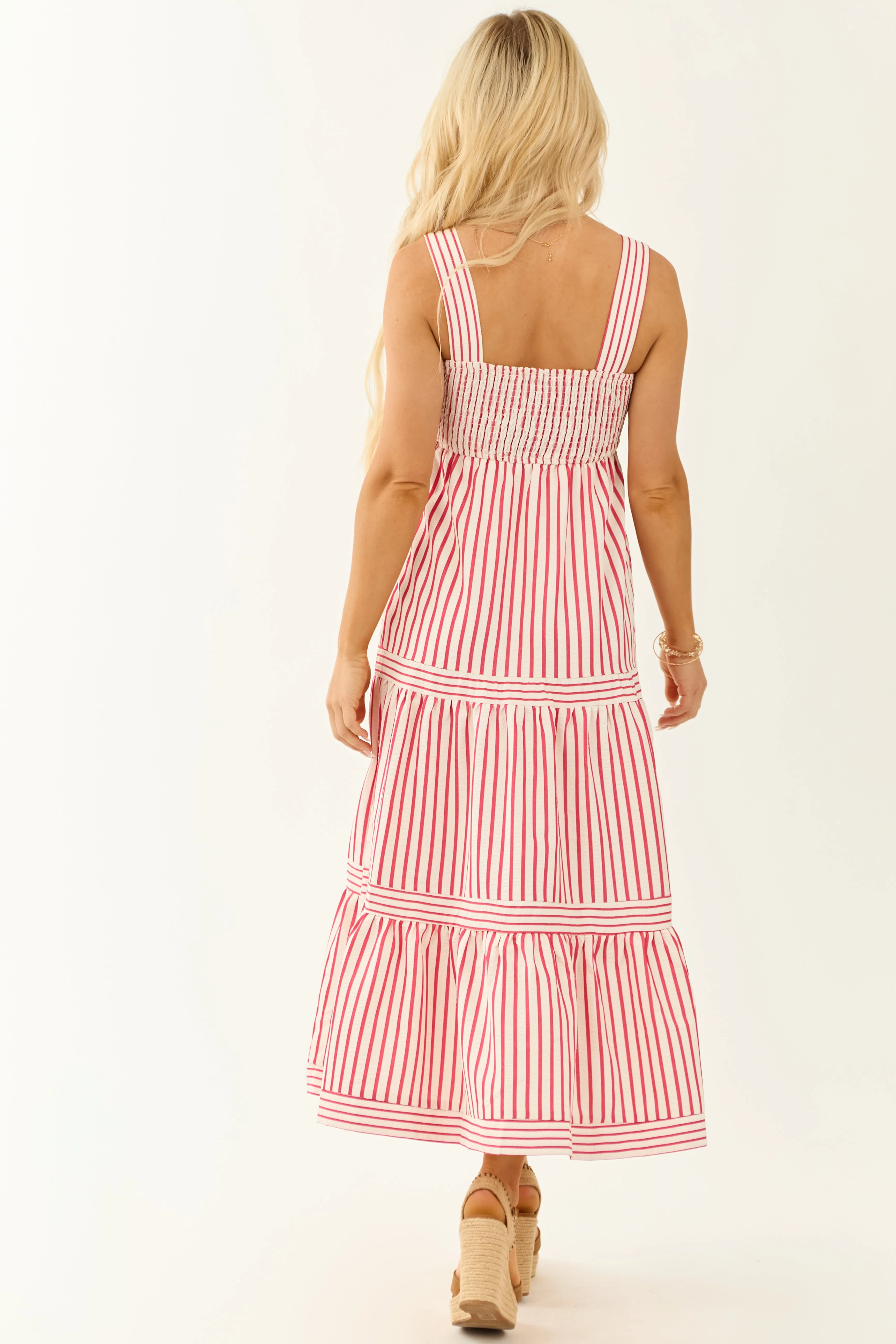 She+Sky White and Ruby Striped Sleeveless Midi Dress sold by Lime Lush product image thumbnail 5