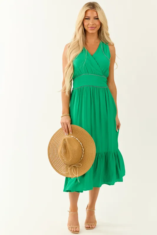 Jade V Neck Sleeveless Tiered Midi Wrap Dress made by Umgee