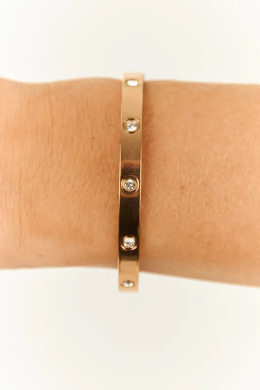 Rose Gold Rhinestone Studded Bracelet sold by Lime Lush