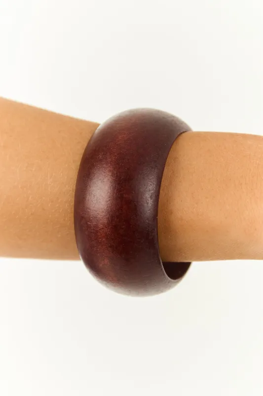 Cinnamon Wide Bangle Wood Bracelet sold by Lime Lush