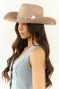 Taupe Faux Suede Cowboy Hat with Silver Concho Band sold by Lime Lush