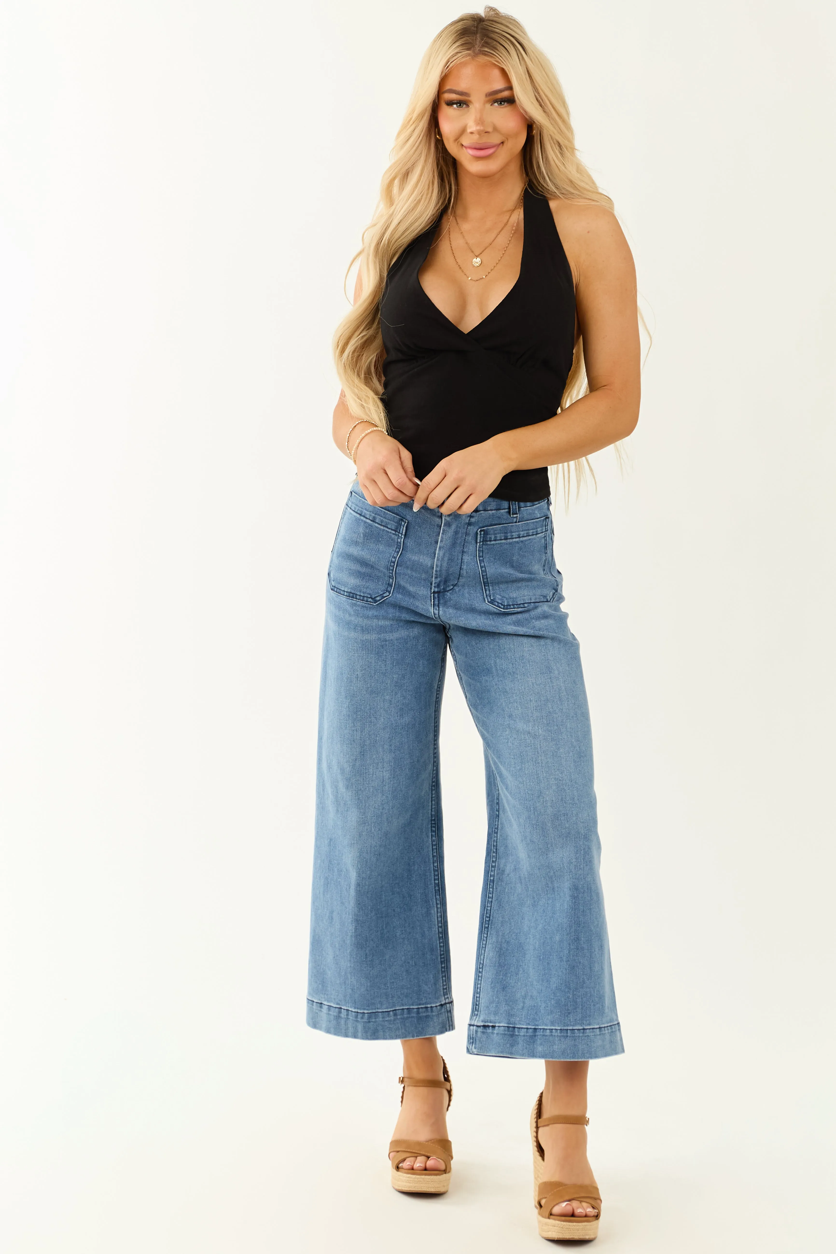 Medium Wash High Rise Ankle Length Straight Leg Jeans sold by Lime Lush product image thumbnail 5