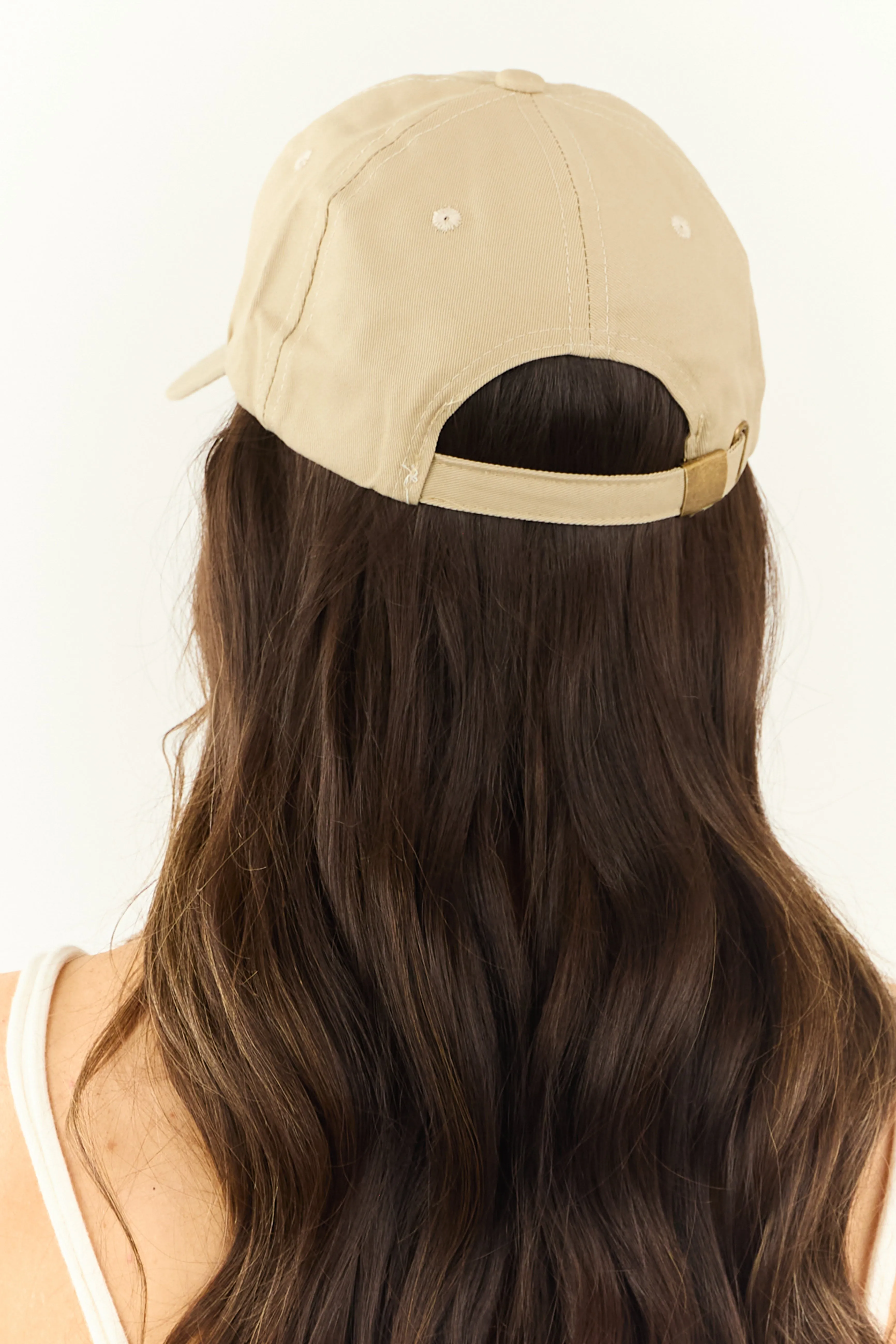 Beige 'LA' Embroidered Baseball Cap sold by Lime Lush product image thumbnail 2