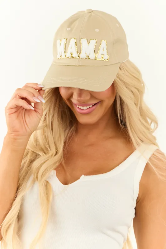 Sand Chenille Patch 'Mama' Baseball Cap sold by Lime Lush