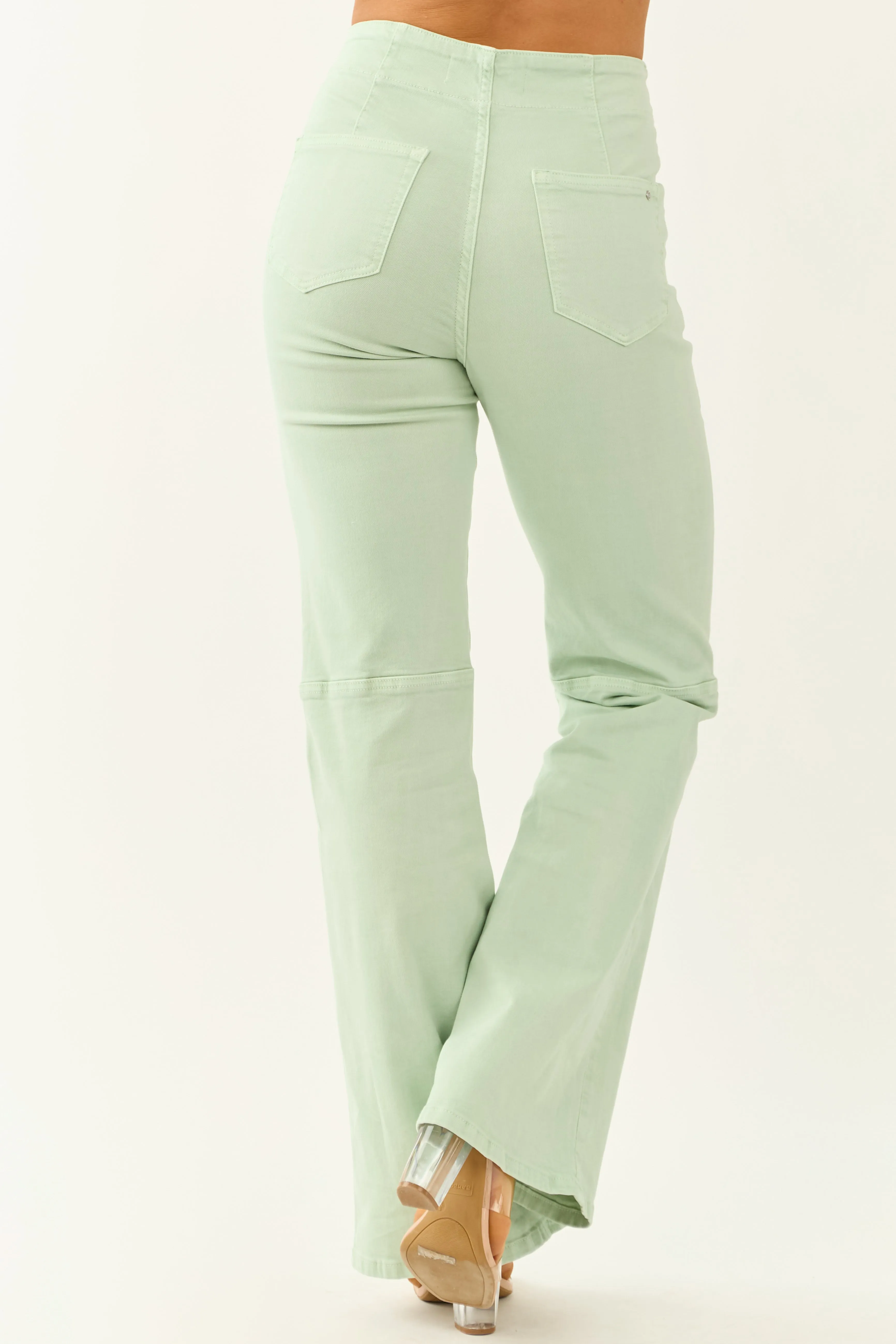 Mica Denim Seafoam High Rise Stretchy Flare Jeans sold by Lime Lush product image thumbnail 4