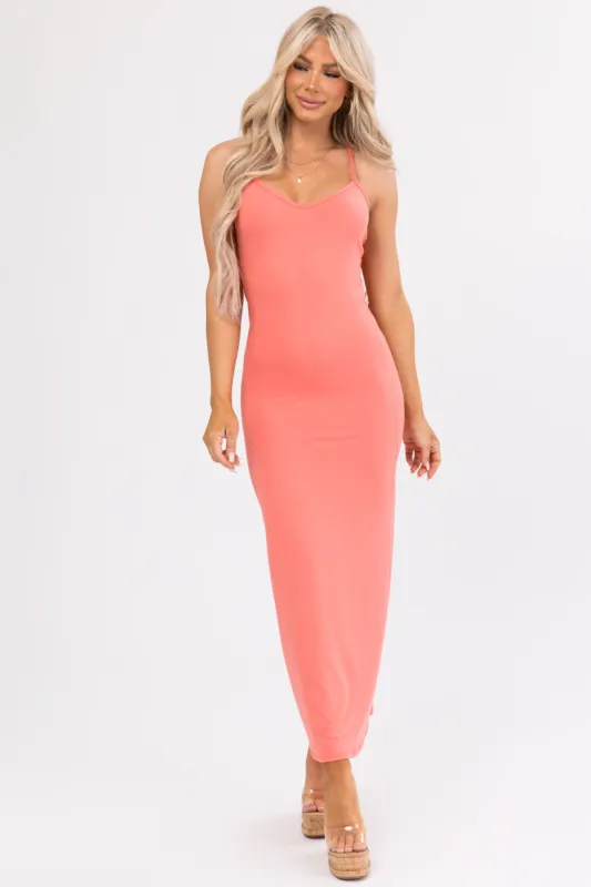 Punch Racerback Soft Knit Cami Maxi Dress sold by Lime Lush