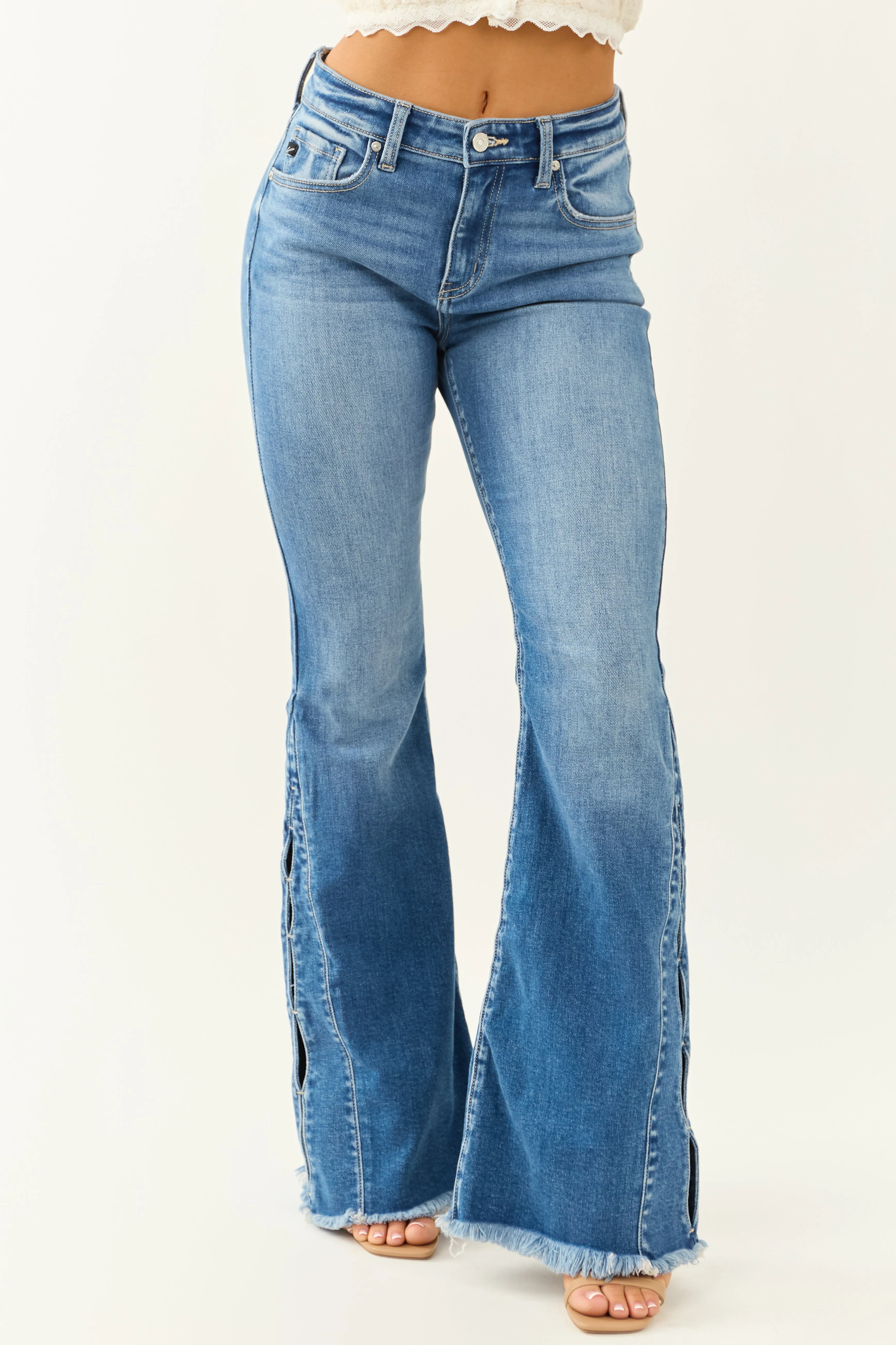 KanCan Medium Wash Stretchy Flare Leg Jeans sold by Lime Lush product image thumbnail 3