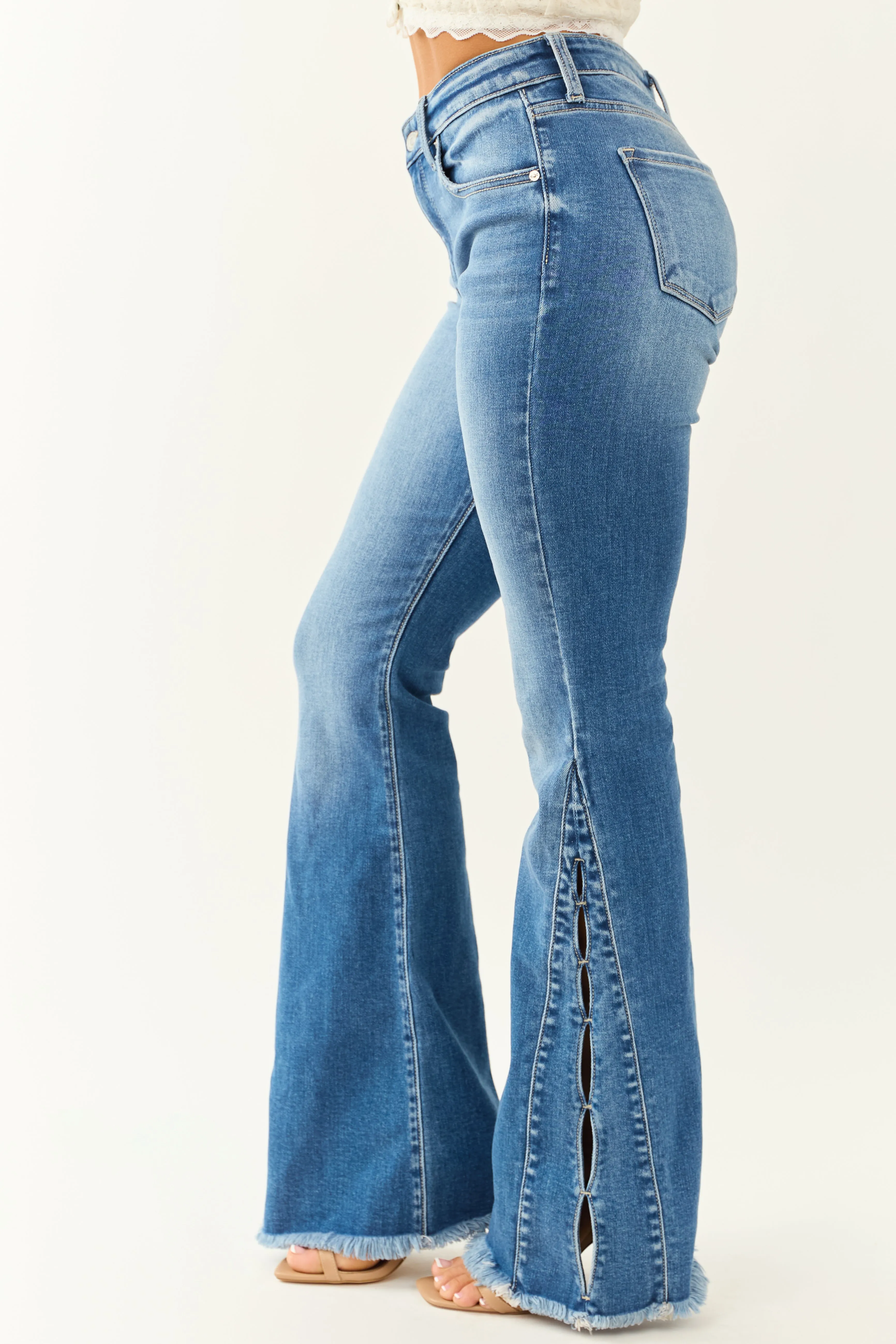 KanCan Medium Wash Stretchy Flare Leg Jeans sold by Lime Lush