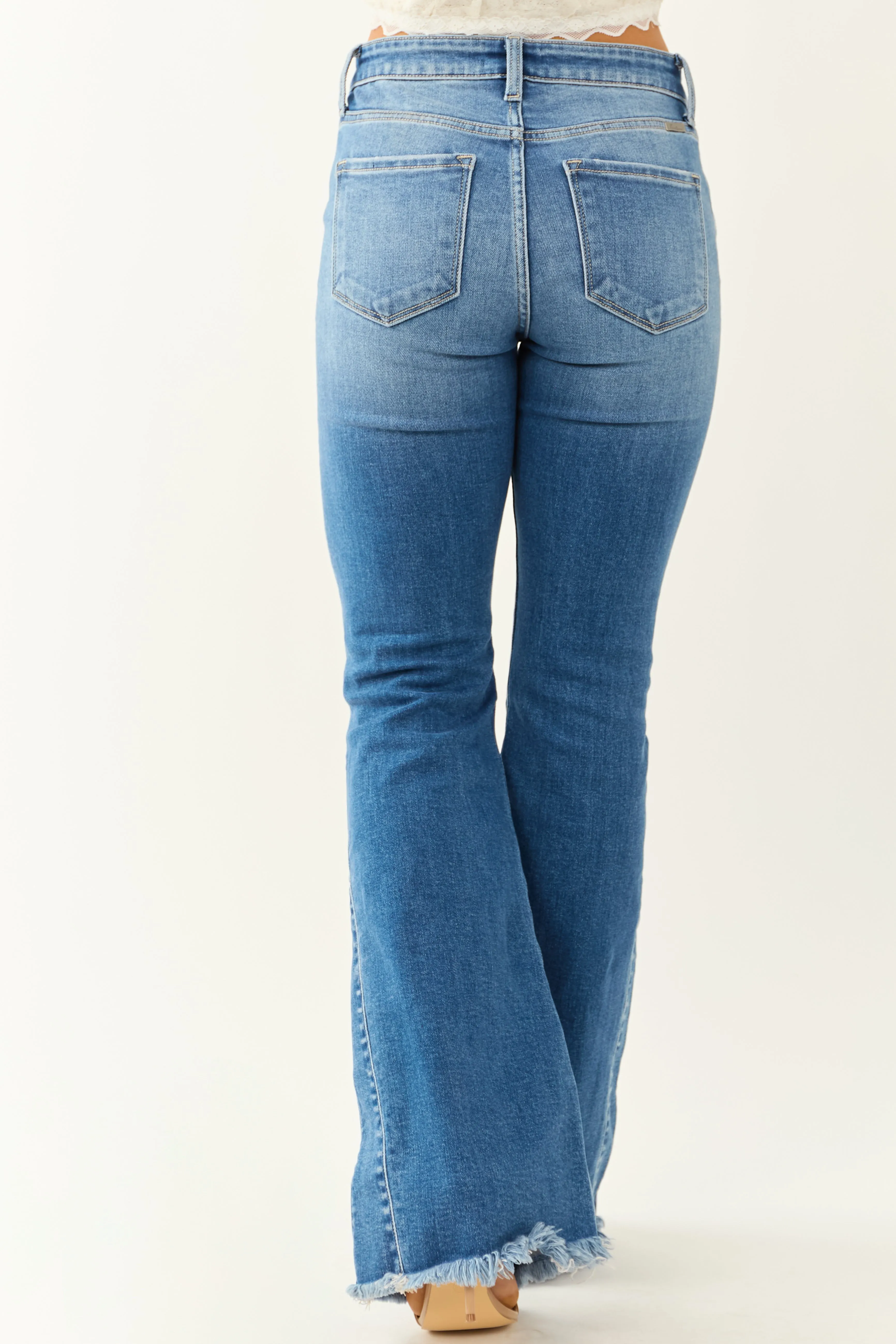 KanCan Medium Wash Stretchy Flare Leg Jeans sold by Lime Lush product image thumbnail 4