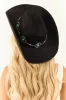Black Faux Suede Cowboy Hat with Silver Concho Band sold by Lime Lush