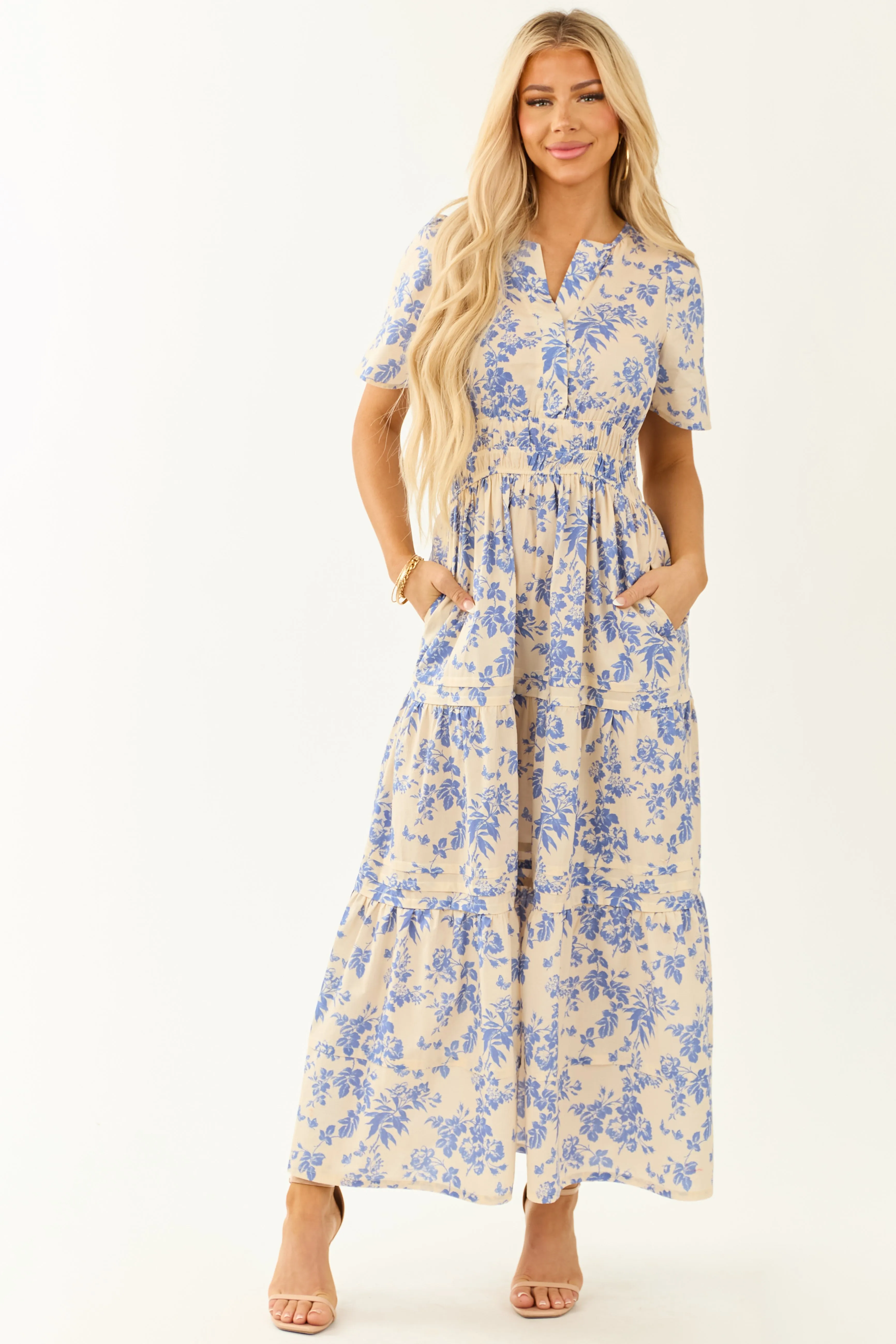 She+Sky Champagne Floral Print Maxi Dress sold by Lime Lush product image thumbnail 2