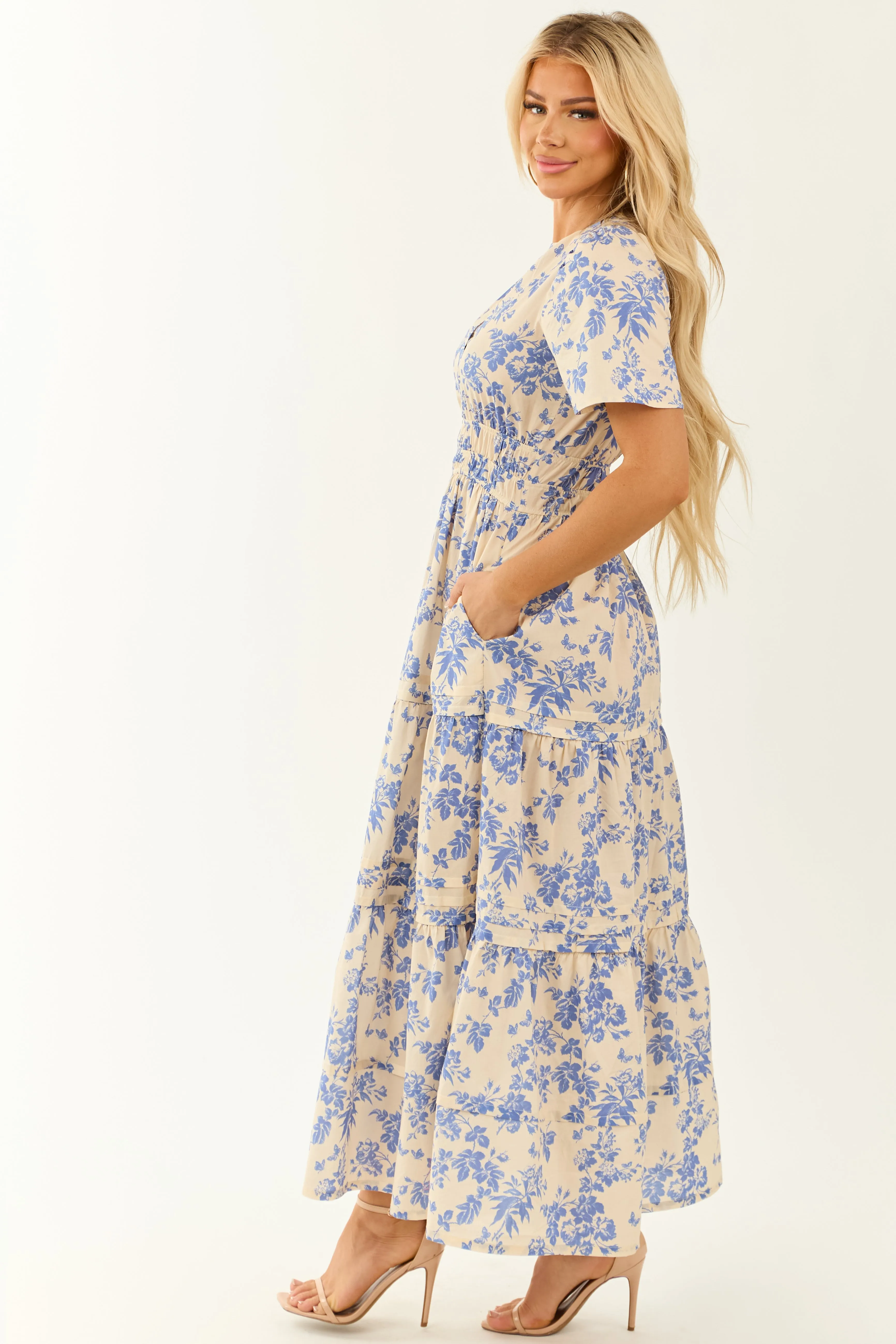 She+Sky Champagne Floral Print Maxi Dress sold by Lime Lush product image thumbnail 4