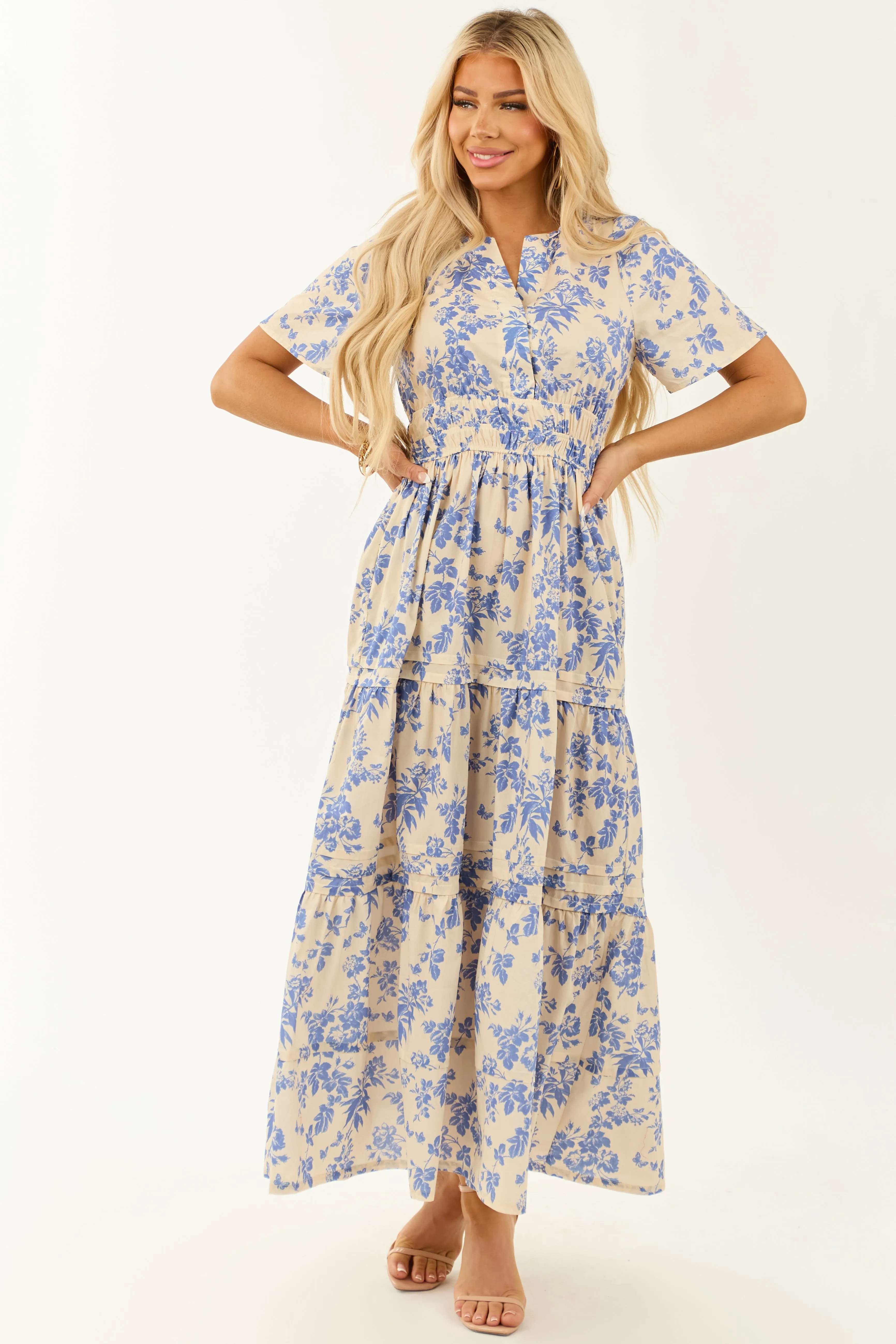 She+Sky Champagne Floral Print Maxi Dress sold by Lime Lush product image thumbnail 3
