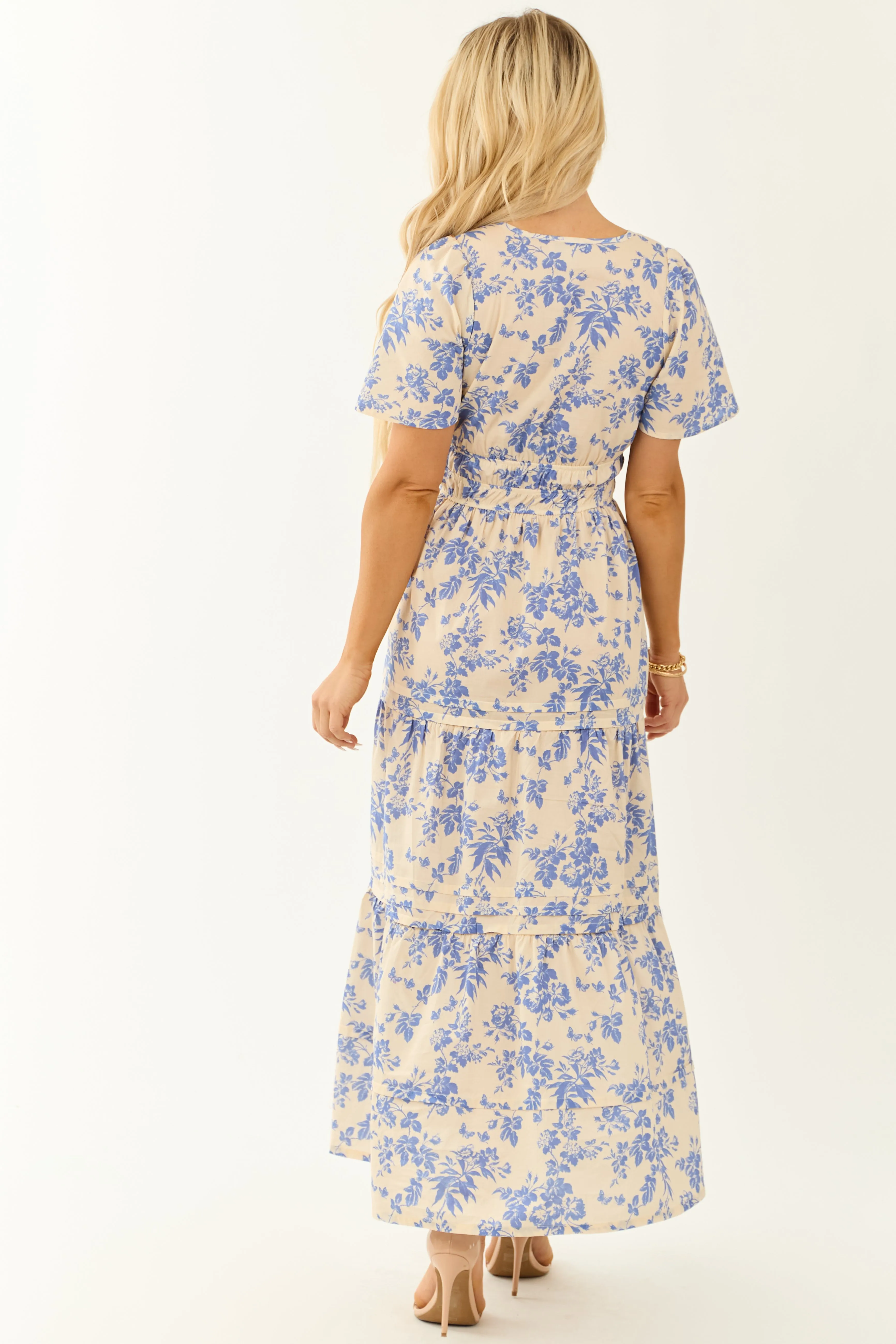 She+Sky Champagne Floral Print Maxi Dress sold by Lime Lush product image thumbnail 5