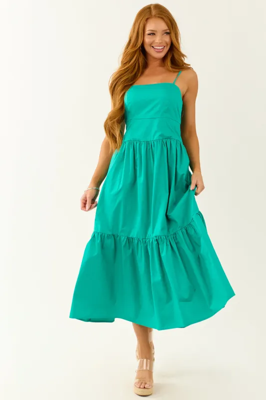Lovelo Bright Jade Sleeveless Cotton Maxi Dress sold by Lime Lush