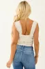 POL Ivory Lace Button Down Crop Tank Top sold by Lime Lush