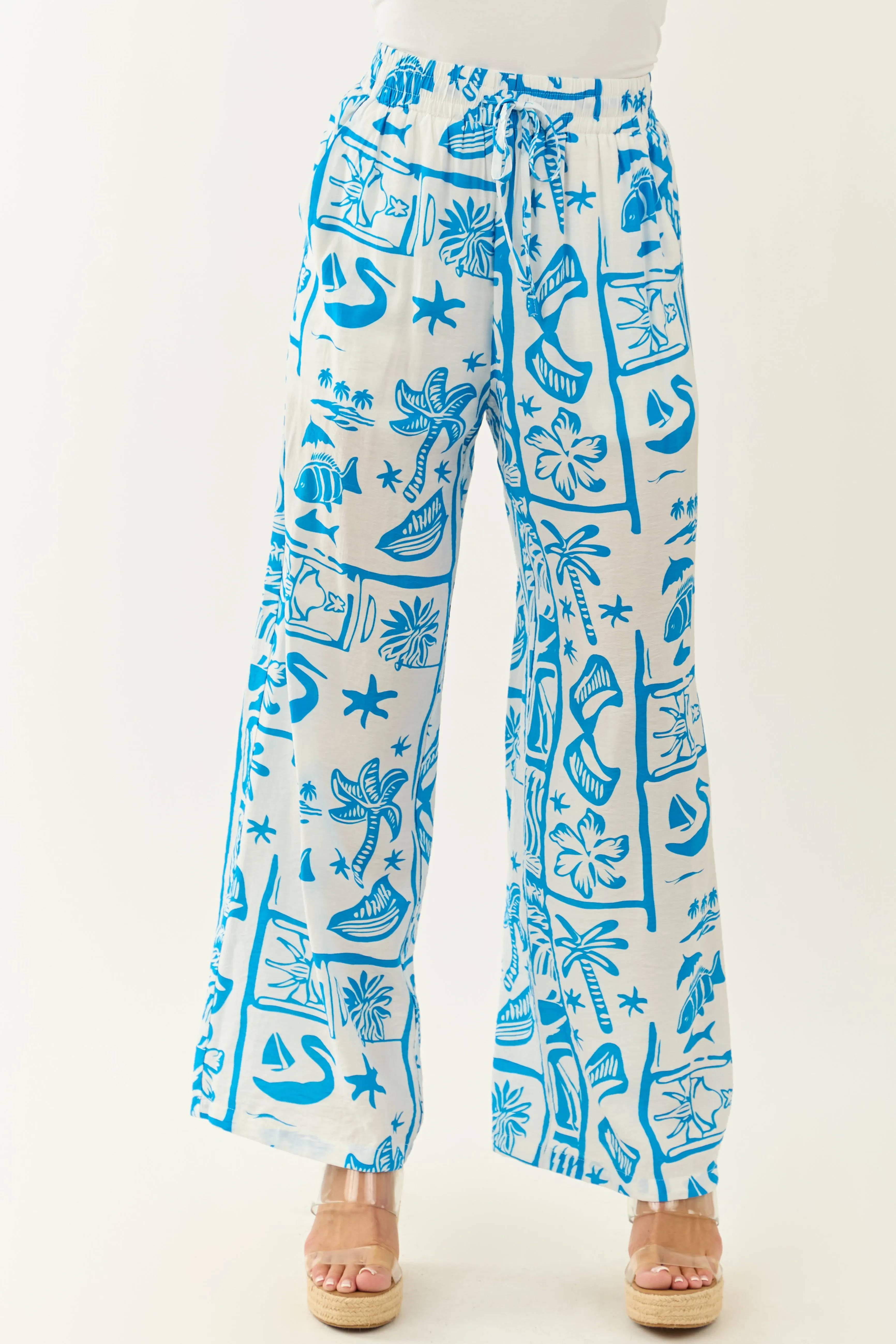 Entro Azure Abstract Beach Pattern Wide Leg Pants sold by Lime Lush product image thumbnail 2