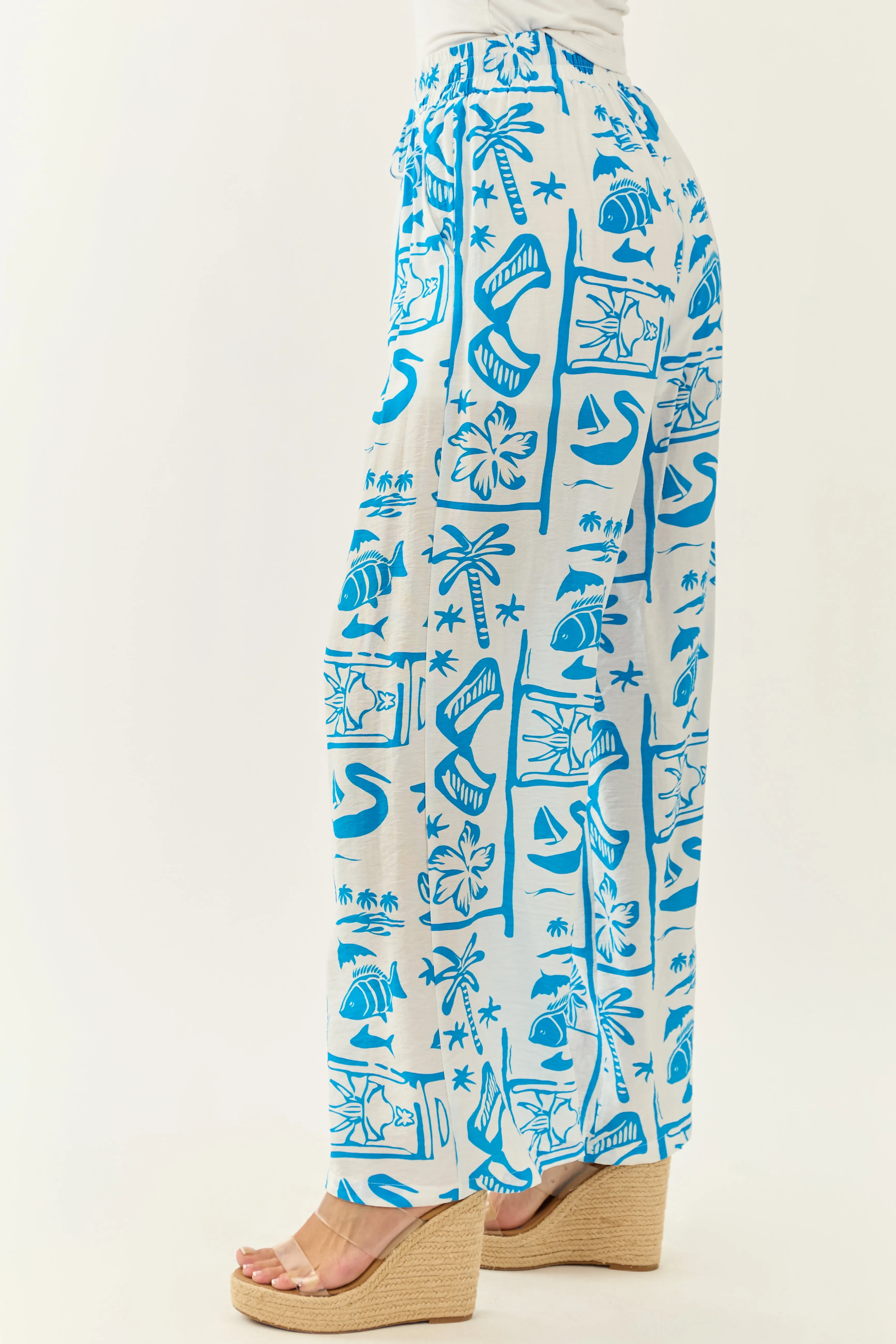 Entro Azure Abstract Beach Pattern Wide Leg Pants sold by Lime Lush product image thumbnail 3