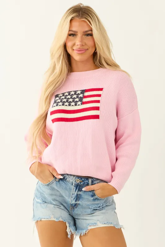 Carnation American Flag Cotton Knit Sweater sold by Lime Lush