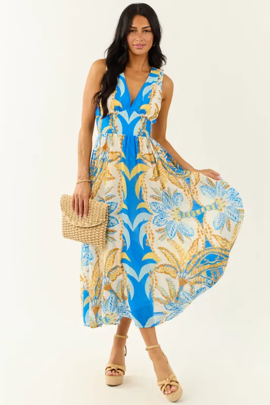 Flying Tomato Royal Blue Abstract Print Maxi Dress sold by Lime Lush