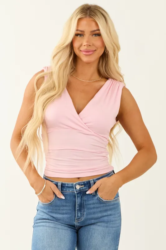 Carnation Sleeveless Surplice V Neck Top sold by Lime Lush