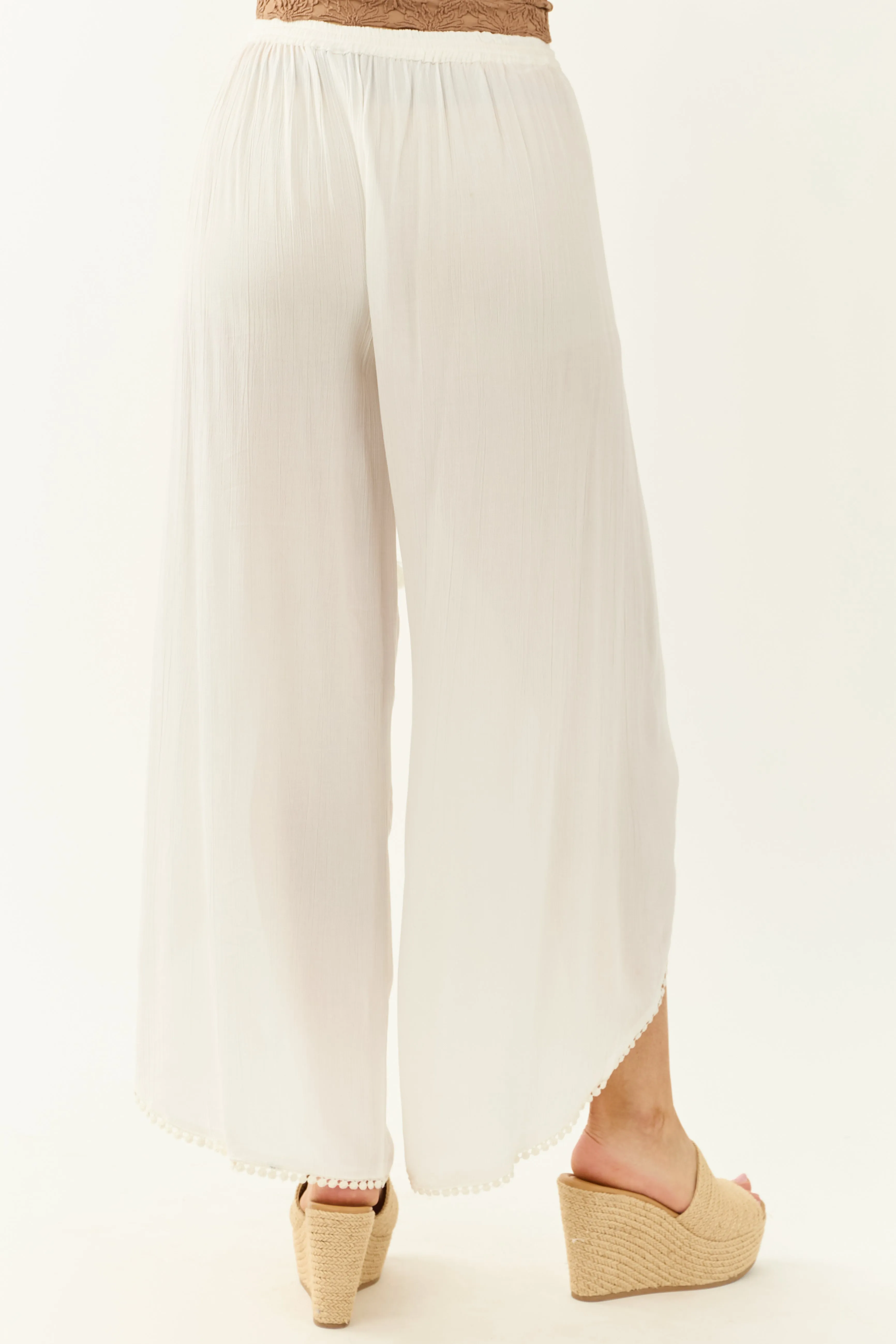 Off White Open Wrap Style Flowy Pants sold by Lime Lush product image thumbnail 4