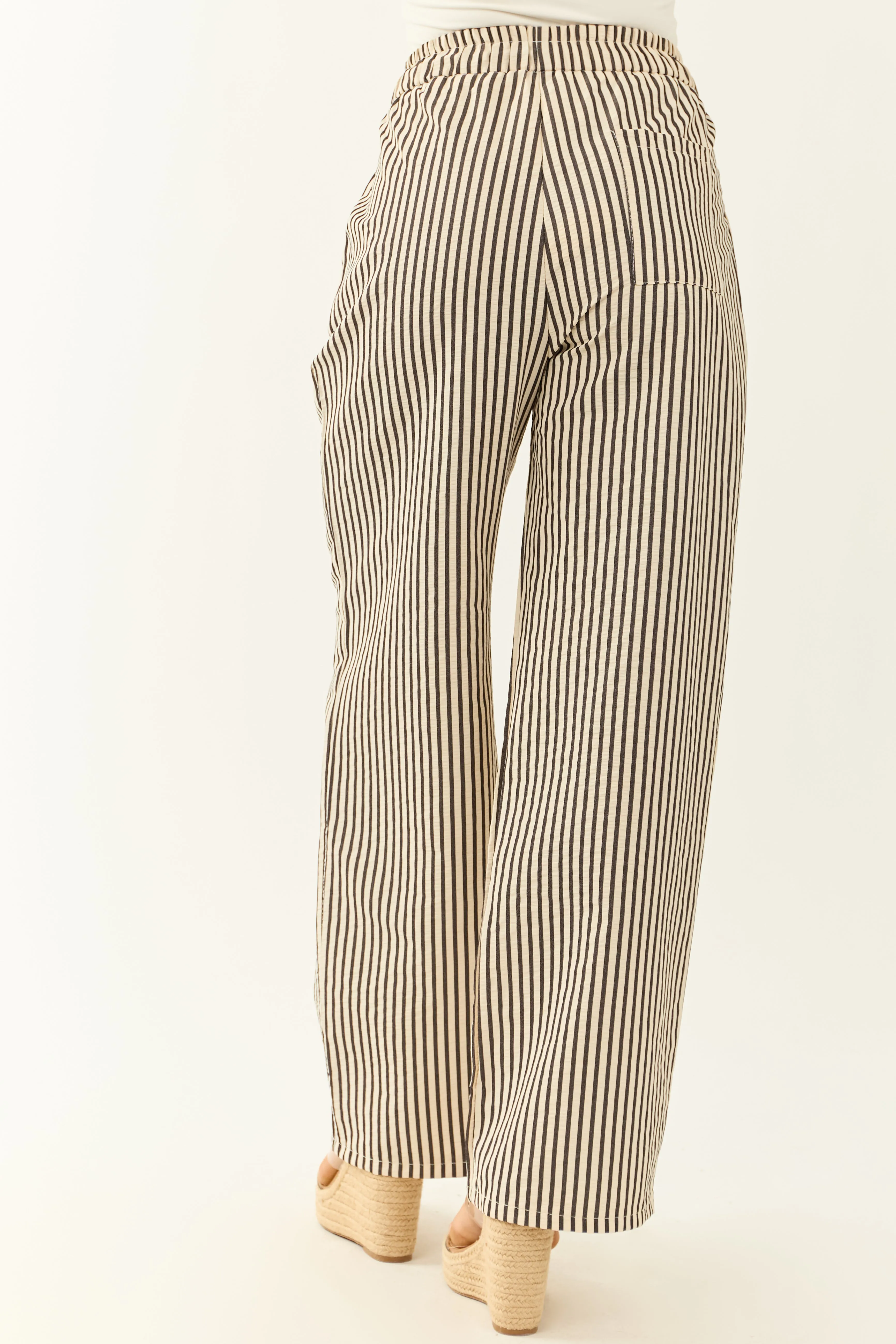 Cream and Charcoal Striped Wide Leg Pants sold by Lime Lush product image thumbnail 4