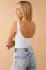 White Scoop Neck Sleeveless Silky Knit Bodysuit sold by Lime Lush