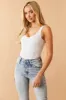 White Scoop Neck Sleeveless Silky Knit Bodysuit sold by Lime Lush