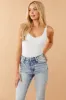 White Scoop Neck Sleeveless Silky Knit Bodysuit sold by Lime Lush