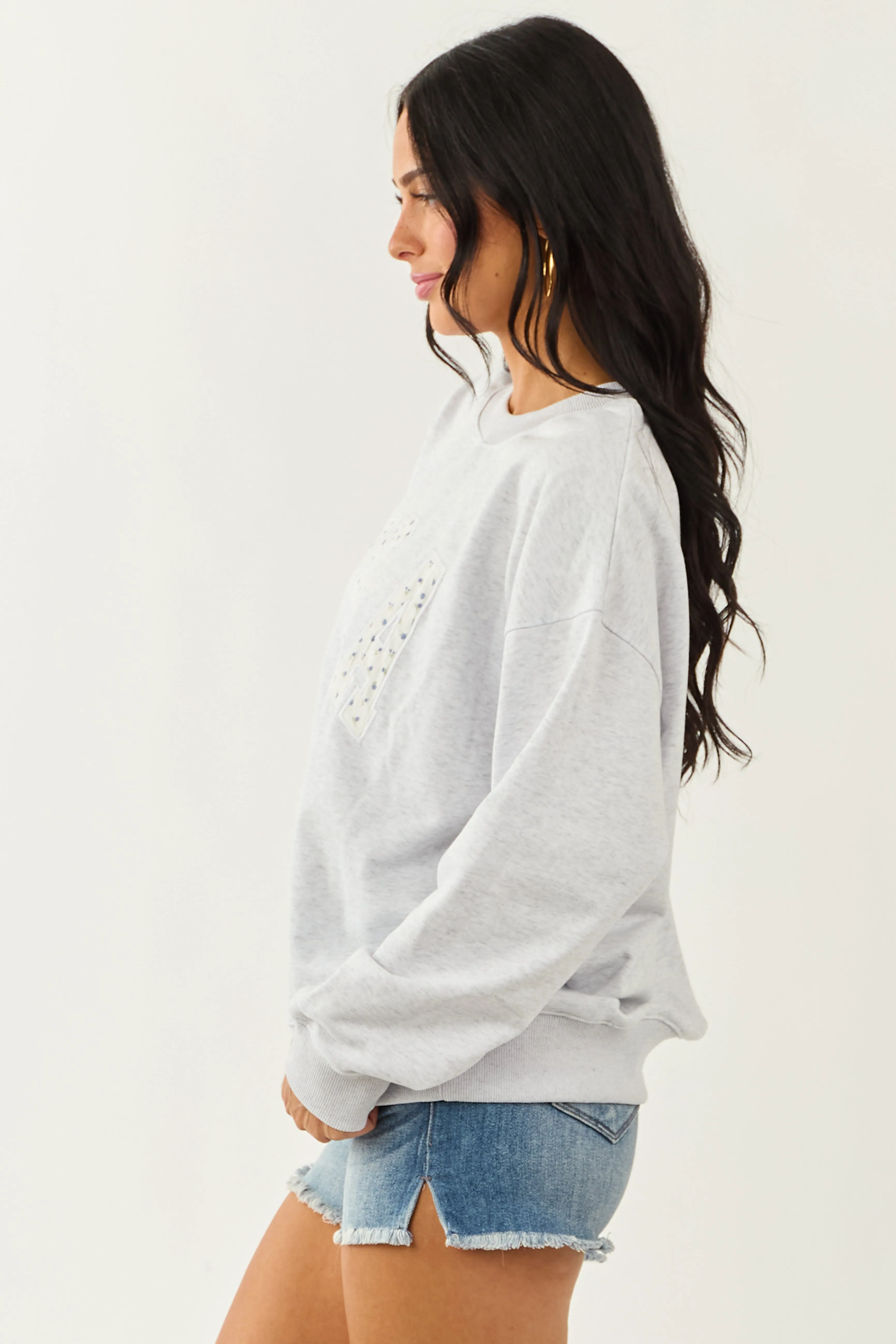 Dove Grey 'USA' Patchwork Graphic Sweatshirt sold by Lime Lush product image thumbnail 4